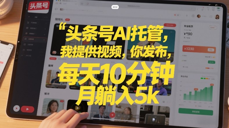头条号AI托管,我提供视频,你发布,每天10分钟,月躺入5k+【揭秘】-网赚副业网