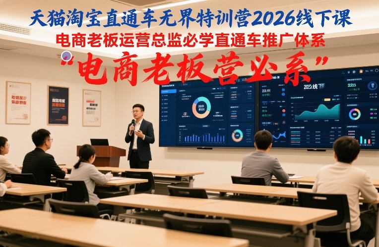 天猫淘宝直通车无界特训营2026线下课,电商老板运营总监必学直通车推广体系-网赚副业网