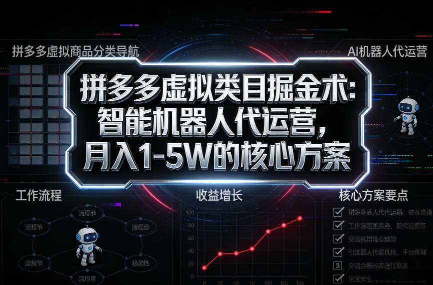 拼多多虚拟类目掘金术:智能机器人代运营,月入1-5W的核心方案【揭秘】-网赚副业网