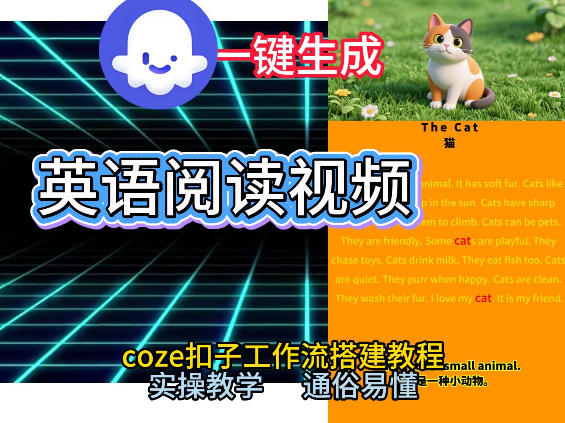 Coze工作流一键生成少儿英语阅读短视频,从0到1演示搭建过程,实操教学,小白也可以学会,搭建自己的AI智能体-网赚副业网