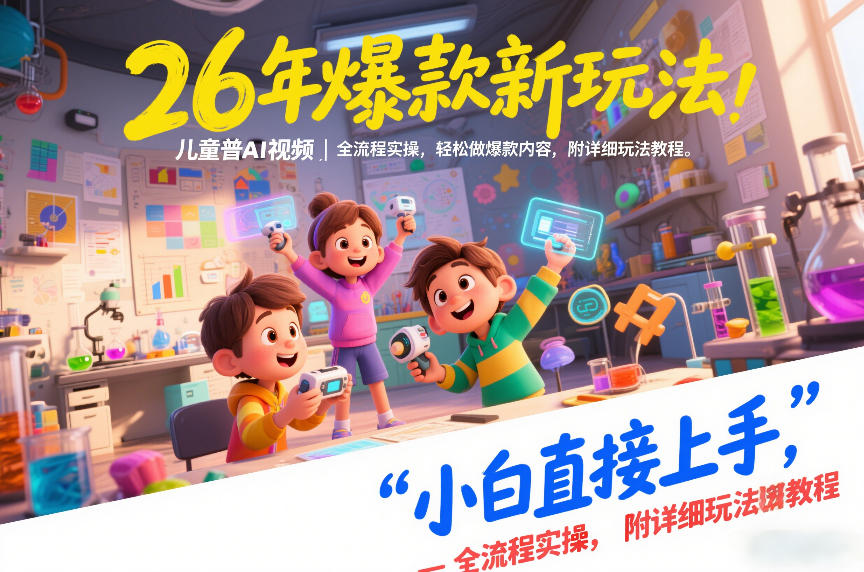 26年爆款新玩法，儿童科普AI视频，全流程实操，轻松做爆款内容，小白直接上手，附详细玩法教程-网赚副业网