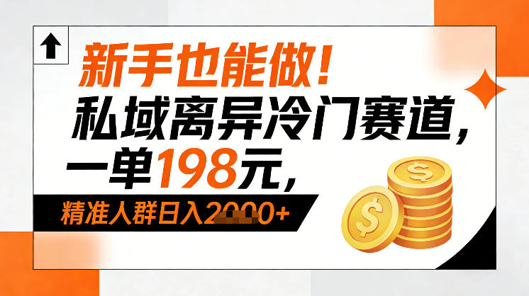 新手也能做!私域离异冷门赛道,一单198,精准人群日入1k+-网赚副业网