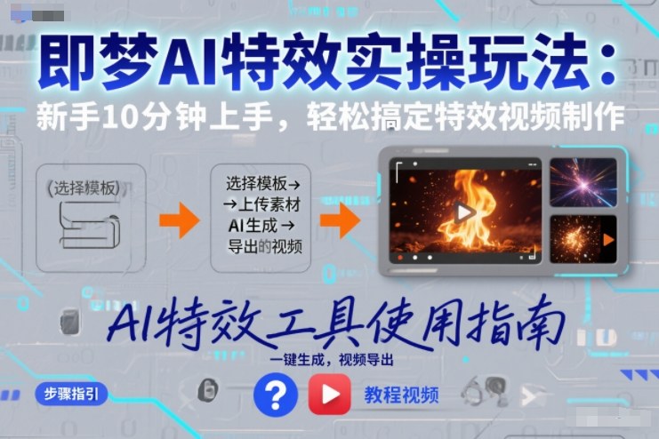 即梦AI特效实操玩法:新手10分钟上手,轻松搞定特效视频制作-网赚副业网