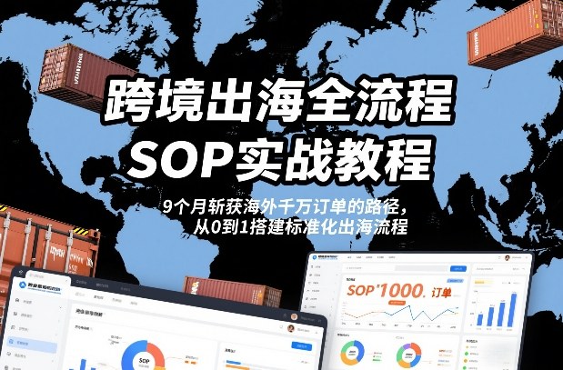 跨境出海全流程全盘托出SOP实战教程,9个月斩获海外千万订单的路径,从0到1搭建标准化出海流程-网赚副业网