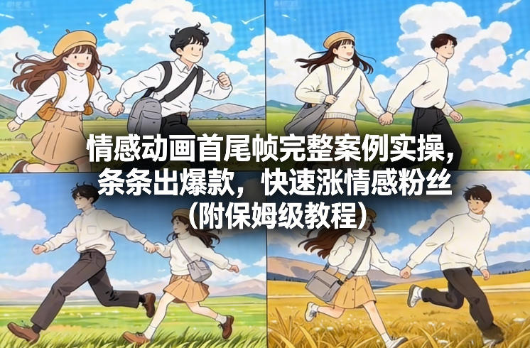 情感动画首尾帧完整案例实操，条条出爆款，快速涨情感粉丝（附保姆级教程）-网赚副业网