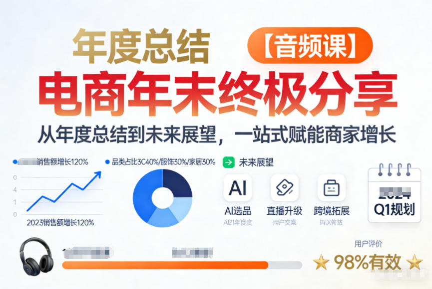 电商年未终极分享,从年度总结到未来展望,一站式赋能商家增长【音频课】-网赚副业网