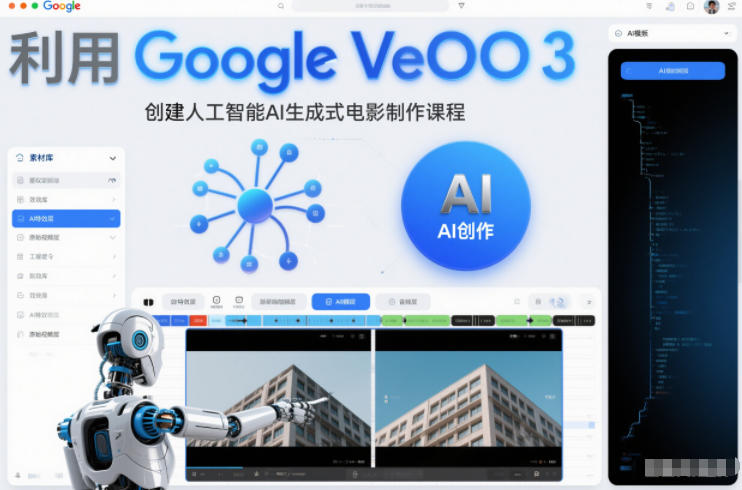 利l用Google Veo 3创建人工智能AI生成式电影制作课程,使用人工智能的力量创建令人惊叹的视频-网赚副业网