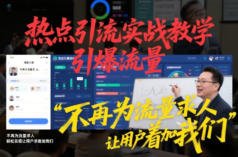 热点引流实战教学,引爆流量,不再为流量求人,轻松实现让用户求着加我们-网赚副业网