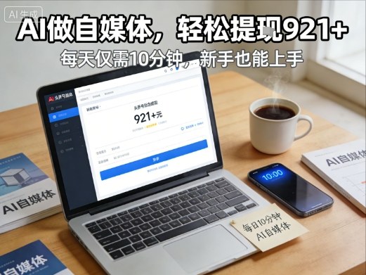 每天花费10分钟,头条号收益921+,用AI做自媒并不难【附视频教程】-网赚副业网