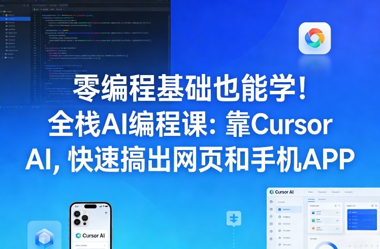 零编程基础也能学!全栈AI编程课:靠Cursor AI,快速搞出网页和手机APP-网赚副业网