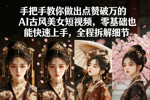 手把手教你做出点赞破万的AI古风美女短视频，零基础也能快速上手，全程拆解细节-网赚副业网