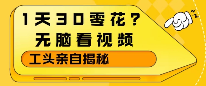 1天30零花?无脑看视频,大佬亲自揭秘-网赚副业网
