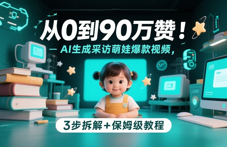 从0到90万赞:AI生成采访萌娃爆款视频,3步拆解+保姆级教程-网赚副业网