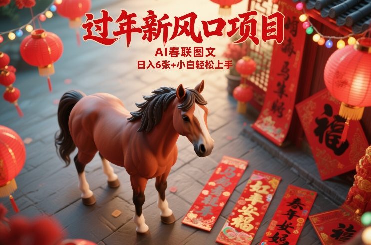 过年新风口项目,用ai春联图文,日入6张+小白轻松上手【揭秘】-网赚副业网