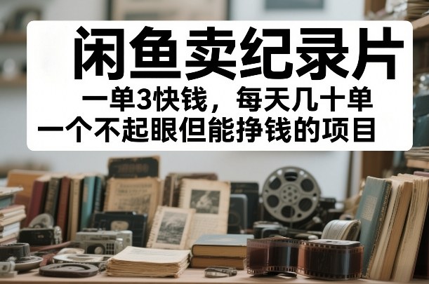 闲鱼卖纪录片,一单3快钱,每天几十单,一个不起眼但能挣钱的项目【揭秘】-网赚副业网