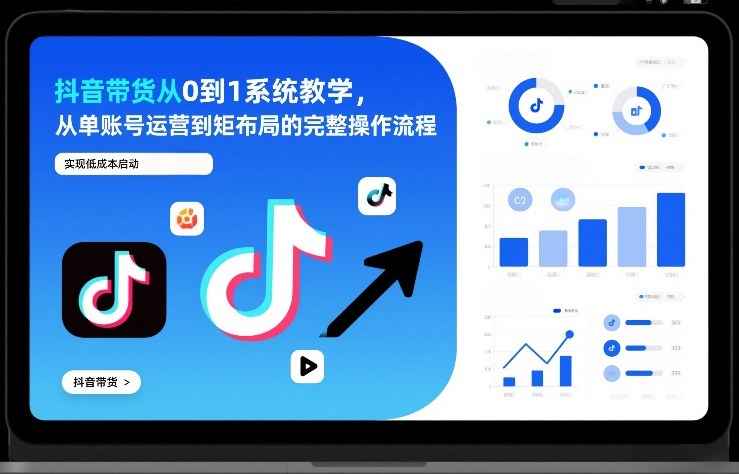 抖音带货从0到1系统教学，从单账号运营到矩阵布局的完整操作流程，实现低成本启动与高效带货-网赚副业网