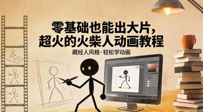 零基础也能出大片,超火的火柴人动画教程(藏经人风格)-网赚副业网