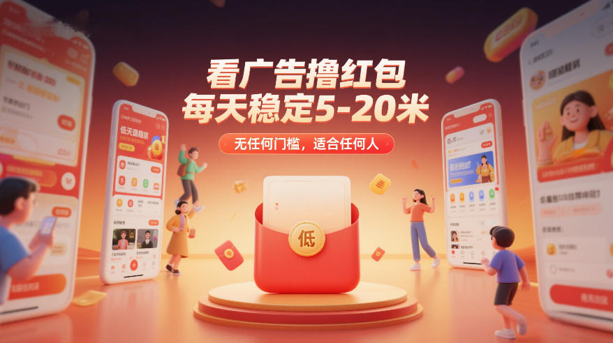 看广告撸红包,每天稳定5-20米,无任何门槛,适合任何人-网赚副业网