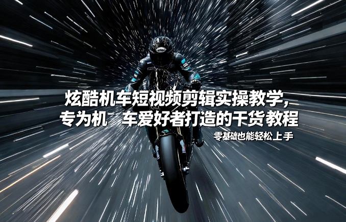 炫酷机车短视频剪辑实操教学,专为机车爱好者打造的干货教程,零基础也能轻松上手-网赚副业网