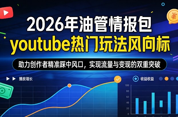 2026年油管情报包,youtube热门玩法风向标,助力创作者精准踩中风口,实现流量与变现的双重突破-网赚副业网