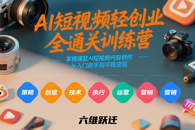 AI短视频轻创业全通关训练营,掌握爆款AI短视频内容创作,从入门新手到平稳变现的六维跃迁-网赚副业网