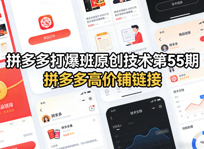 拼多多打爆班原创技术第55期，拼多多高价铺链接-网赚副业网