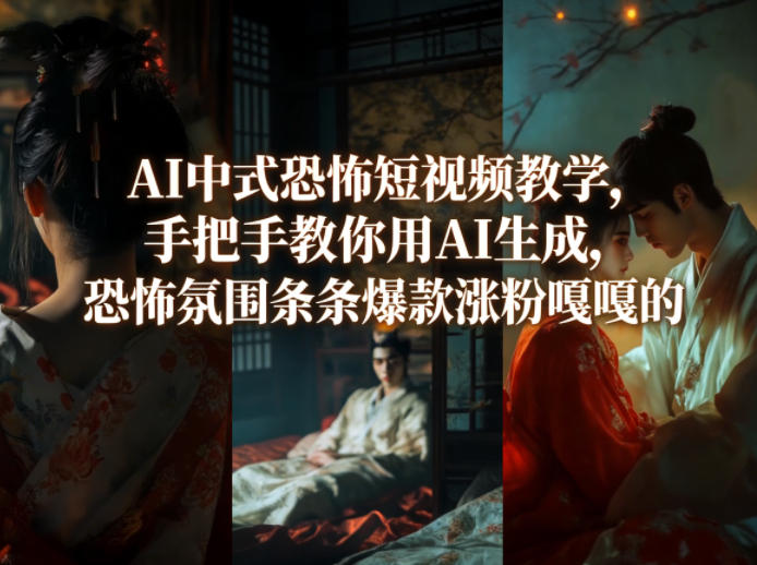 AI中式恐怖短视频教学，手把手教你用AI生成，恐怖氛围条条爆款涨粉嘎嘎的-网赚副业网