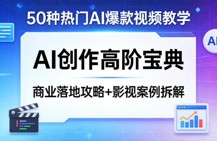 50种热门AI爆款视频教学,AI创作高阶宝典,商业落地攻略+影视案例拆解-网赚副业网