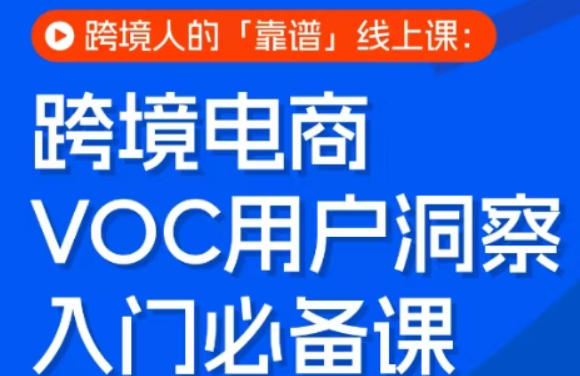 跨境电商VOC用户洞察入门必备课,跨境人的靠谱线上课-网赚副业网