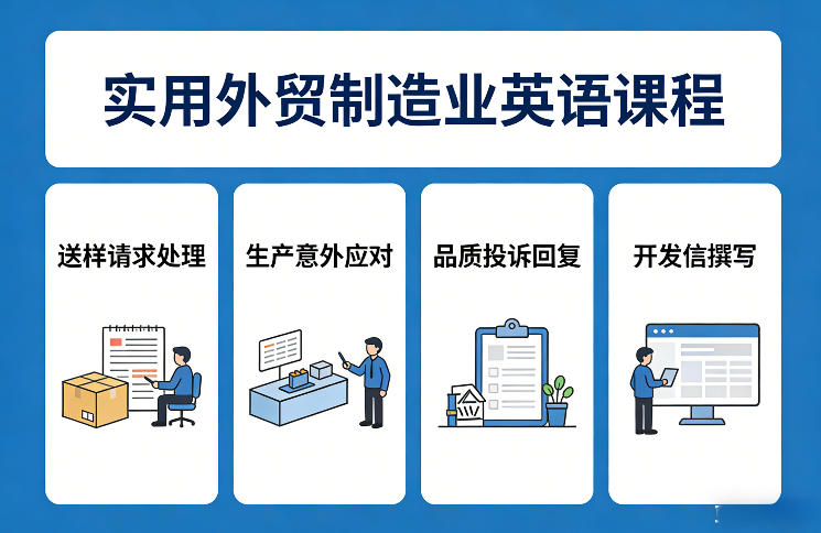 实用外贸制造业英语课程，教你专业处理送样请求、应对生产意外、回复品质投诉、撰写开发信等-网赚副业网