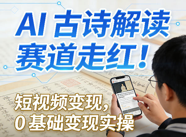 AI古诗解读赛道走红!短视频变现,0基础变现实操-网赚副业网