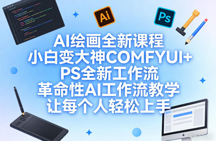 AI绘画全新课程,小白变大神COMFYUI+PS全新工作流,革命性AI工作流教学,让每个人轻松上手-网赚副业网