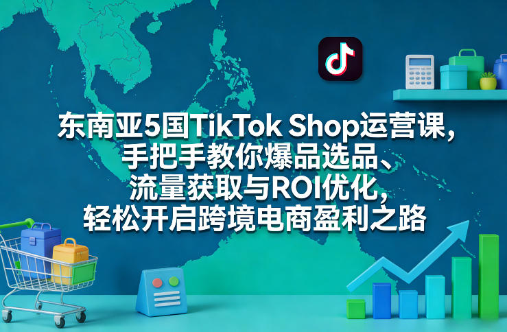 东南亚5国TikTok Shop运营课，手把手教你爆品选品、流量获取与ROI优化，轻松开启跨境电商盈利之路-网赚副业网