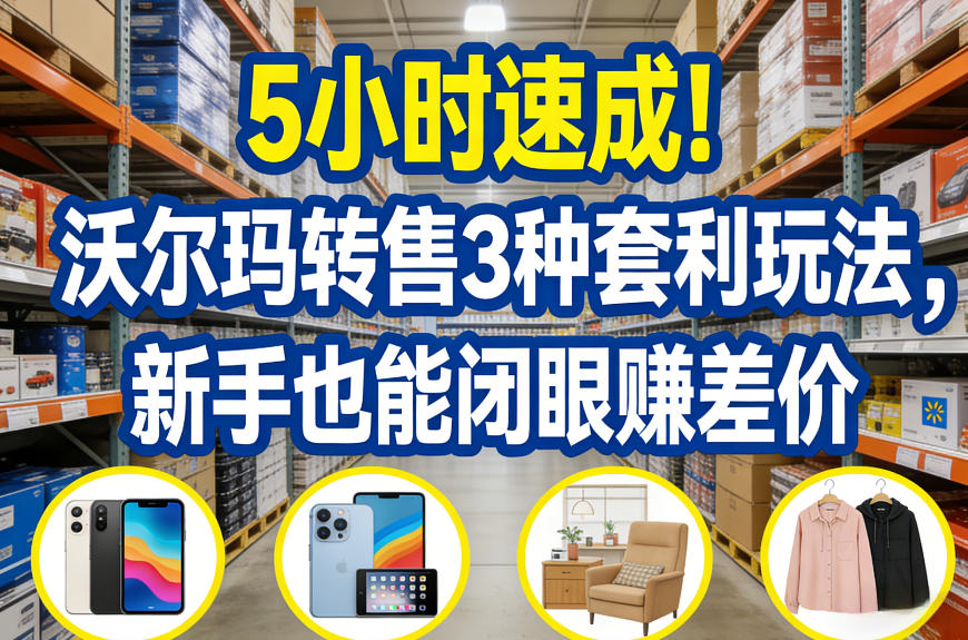 5小时速成！沃尔玛转售3种套利玩法，新手也能闭眼賺差价-网赚副业网