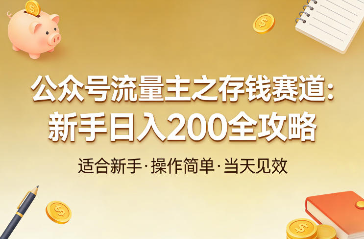 公众号流量主之存钱赛道,贴合当下需求,适合新手,一天收益2张-网赚副业网