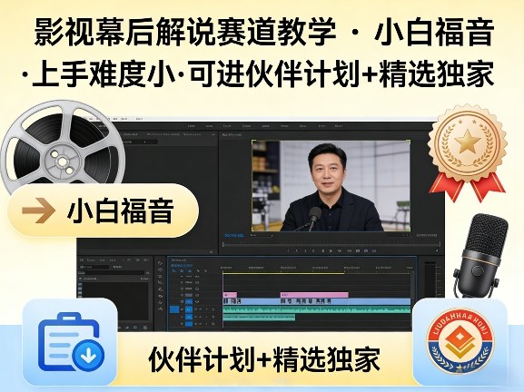 某大佬的影视幕后解说赛道教学,小白福音,上手难度小,可进伙伴计划+精选独家-网赚副业网