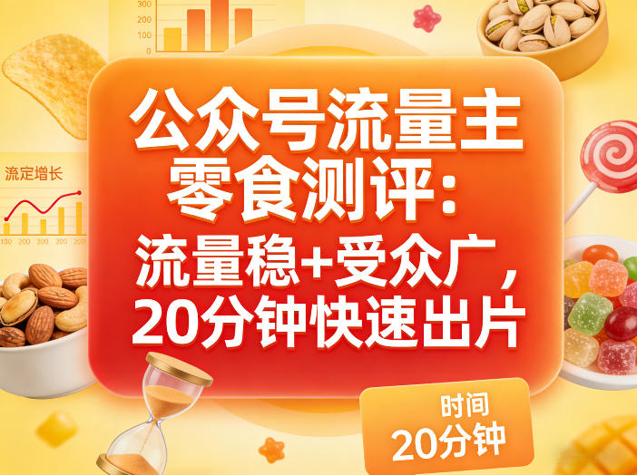 公众号流量主之零食测评赛道,流量稳+受众广,20分钟一条作品-网赚副业网