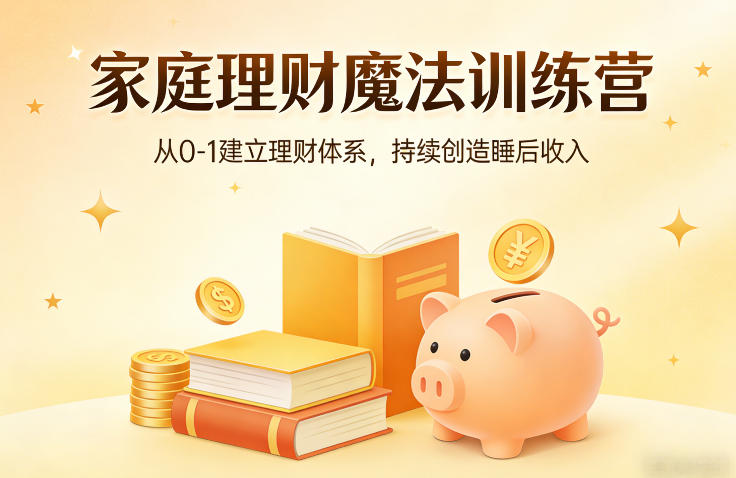 家庭理财魔法训练营,从0-1建立理财体系,持续创造睡后收入-网赚副业网