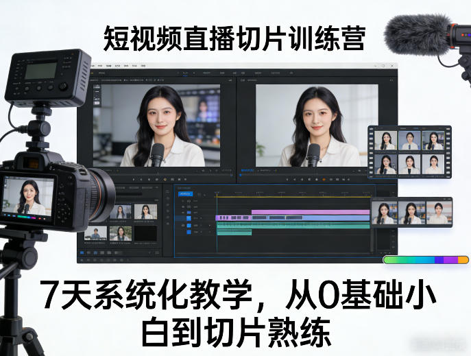 短视频直播切片训练营,7天系统化教学,从0基础小白到切片熟练-网赚副业网