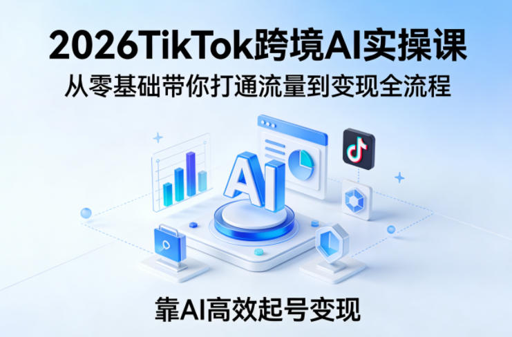 2026TikTok跨境AI实操课,从零基础带你打通流量到变现全流程,靠AI高效起号变现-网赚副业网