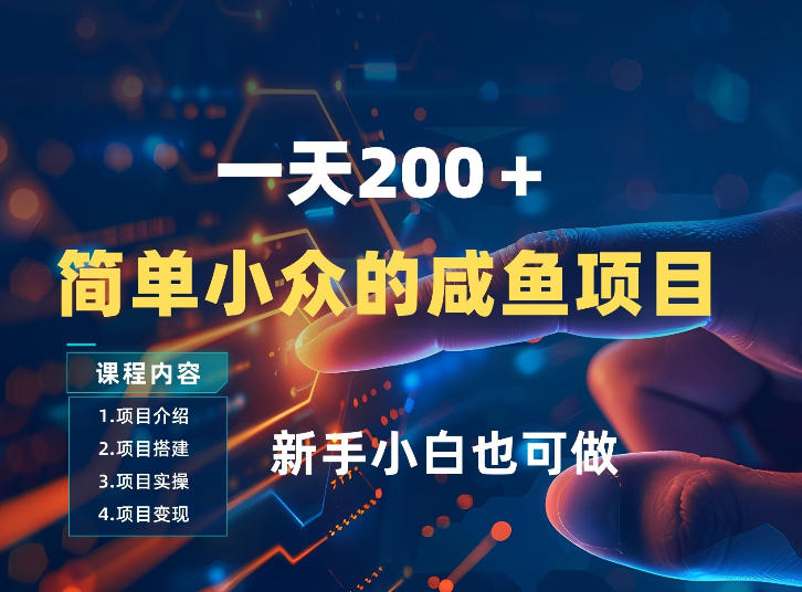 一天收入2张，一个简单小众的咸鱼项目，0门槛小白也能做-网赚副业网