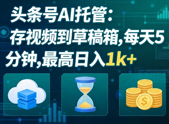 头条号AI托管,我存视频到你草稿箱,每天5分钟,最高日入1k+【揭秘】-网赚副业网