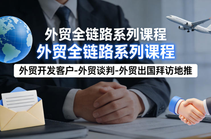 外贸系列课程，外贸开发客户-外贸谈判-外贸出国拜访地推，完成一个外贸链路-网赚副业网