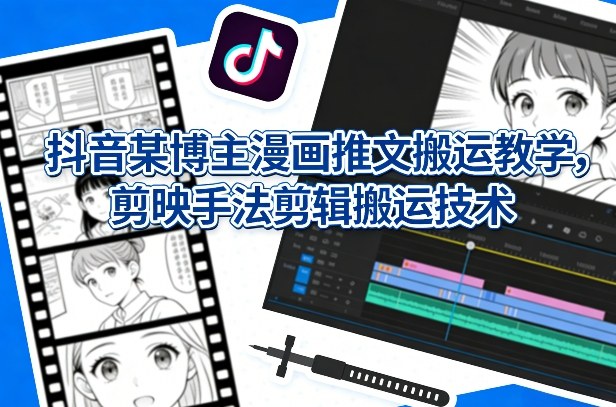 抖音某博主漫画推文搬运教学,剪映手法剪辑搬运技术-网赚副业网