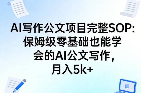 AI写作公文项目完整SOP，保姆级零基础也能学会的AI公文写作，月入5k+-网赚副业网