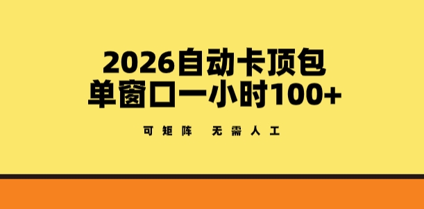 2026自动卡顶包玩法,单窗口一小时100+,可矩阵操作,无需人工【揭秘】-网赚副业网