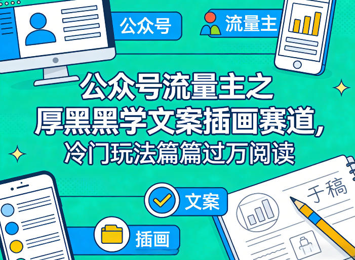 公众号流量主之厚黑学文案插画赛道,冷门玩法篇篇过万阅读-网赚副业网