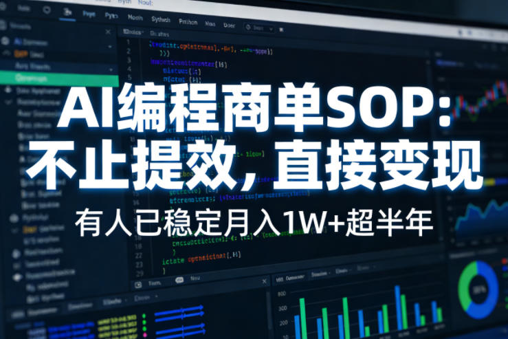 AI编程商单SOP,AI编程不能只给工作提效,还要直接变现,有人已经稳定月入1W+半年了-网赚副业网