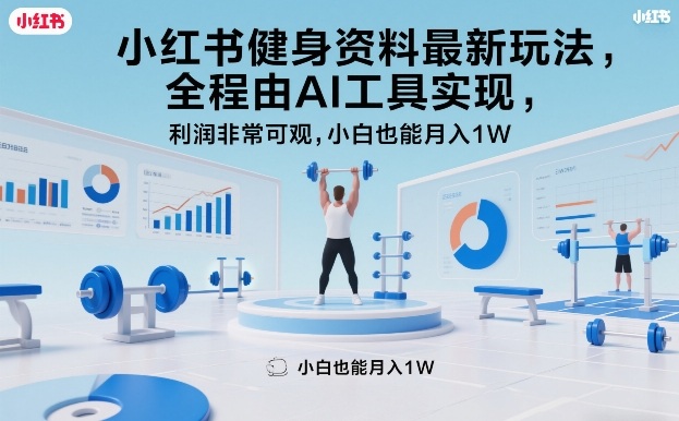 小红书健身资料最新玩法,全程由AI工具实现,利润非常可观,小白也能月入1W+【揭秘】-网赚副业网