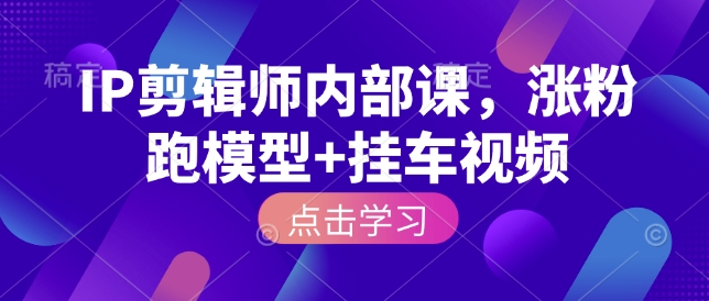 IP剪辑师内部课，涨粉跑模型+挂车视频（更新）-网赚副业网